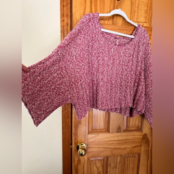 Free People Good Day Cropped Sweater Pink Size Large - Picture 5 of 9